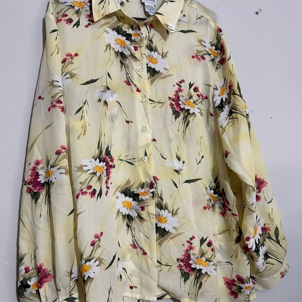 BonWorth Yellow Floral Button Down Shirt
